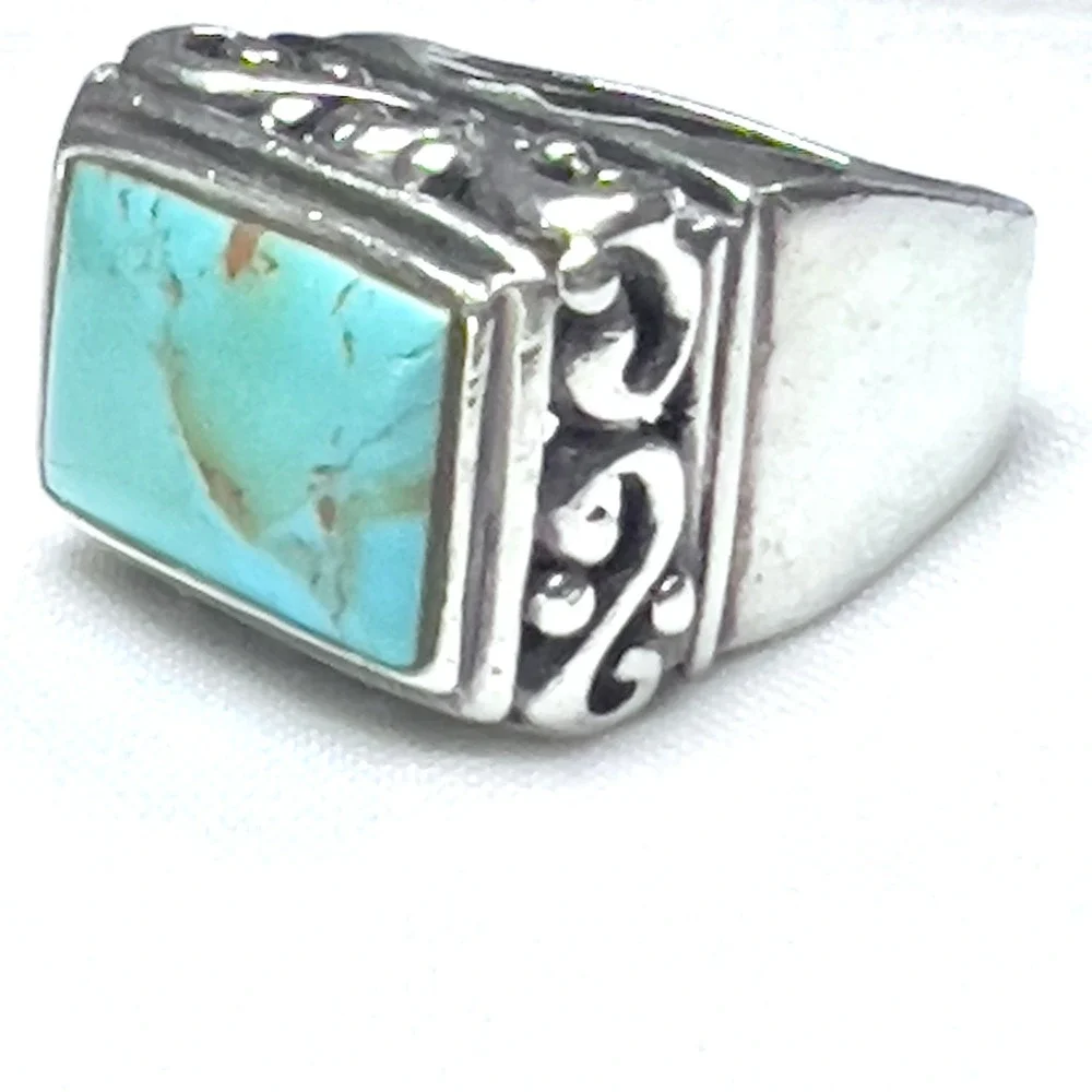 Ornate Filigree BARSE Sterling Silver 925 Turquoise Ring Sz 6.5 - Picture 4 of 11